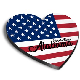 1x Heart MDF Magnet 6cm - Sweet Home Alabama Flag America - Fridge Locker Office Whiteboard Toolbox #61093