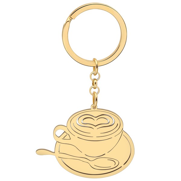 HUAGEO Edelstahl Spaß Kaffeetasse Schlüsselanhängers Reize Geschenke Schlüsselringe für Frauen
