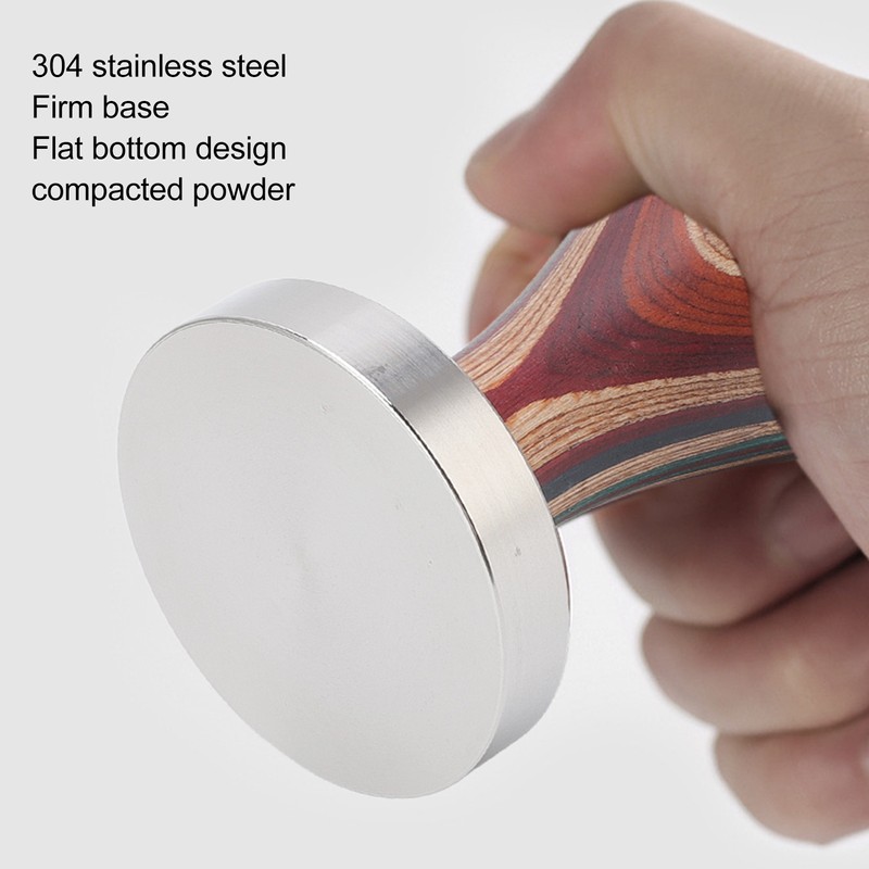 Colorful Wood Coffee Flat Tamper Stainless Steel Base Powder Hammer