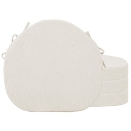 idee-home Chair Cushions for Dining Chairs Set 4, Windsor Seat Pads Kitchen Chair Cushions Corduroy with Ties, Removable Seat Pads, 16.5 x 15.5 x 2 inches, Beige