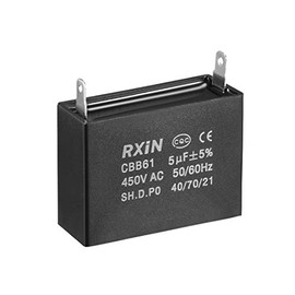 uxcell Ceiling Fan Capacitor CBB61 5uF 450V AC Single Insert Metalized Polypropylene Film Capacitors 47x17.5x34.5mm for Water Pump Motor Generator