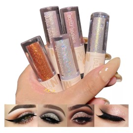 Aolailiya Sombra De Ojos Con Purpurina Líquida - Kit De Gel