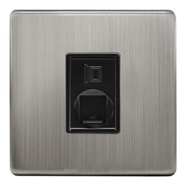 1 Gang Ethernet Port Data Socket CAT 5 Wall Plate Brushed Chrome Gloss N442DME-HE