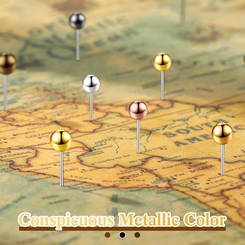 Outus 500 Pieces Map Push Pins 1/8 Inch Map Tacks