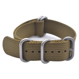 ArtStyle Watch Band with 1.5mm Thickness Quality Nylon Strap and Heavy Duty Brushed Buckle (Khaki, 20mm)