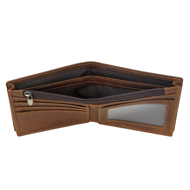 Polare RFID Blocking Cowboy Genuine Natural Crazy Horse Leather Bifold