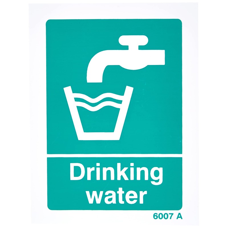Caledonia Signs 16007A "Drinking Water" Sign, Rigid Plastic,White, 100 mm