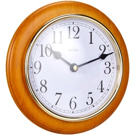 Acctim Maine Wall Clock Quartz Wood Frame Gold Bezel Cherry 20cm 24170