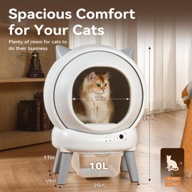 Automatic Litter Box, ZHMZ Self Cleaning Litter Box for Multiple Cats, Large Space Auto Robot with Dual Safety Sensors, Odor-Control with Mat and 2 Roll Garbage Bags