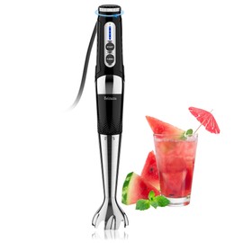 Electric Immersion Hand Blender Stick: 3-Angle Adjustable with Variable 21-Speed Control, Powerful Hand Blender Electric for Milkshakes | Smoothies | Soup| Puree | Baby Food (Black)