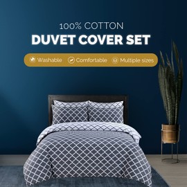 DTEX HOMES Single Duvet Cover Set 100% Pure Cotton Reversible Printed Hotel Quality Duvet Cover Ultra Soft Easy Care Single Duvet Set Super Soft and Luxury Duvet Cover Sets (Spades Grey)