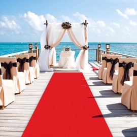 Red Carpet Runner for Party 2.6FTx30FT - 140GSM Felt Non-Woven Fabric for Party Decor, Hollywood Theme Prom Wedding Aisle Runway Rug​