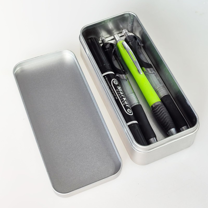 Pack of 7 Rectangular Metal Empty Tins Containers, 15 x