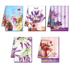 TanYiYi Tea Towels for Holiday Decorative-Microfiber Cleaning Cloth-Super Soft and Absorbent Dish Towels-Hand Towels and Bar Towels-Funny Gifts-5 Pack-55 x 40 cm (Peppermint)