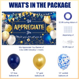 We Appreciate You Banner Kit Thank You Banner Backdrop with Balloons Pastor Appreciation Decorations Banner Employee Staff Appreciation Gifts Appreciation Party Decor for Teacher Doctor Retirement