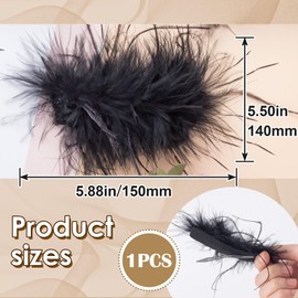 Isslly Black Feather Hair Clip, Ostrich Hair Feathers Clips, Vintage Black Fluffy Feather Headpiece for Women for Christmas, Prom, Wedding - 5.5x5.88 in