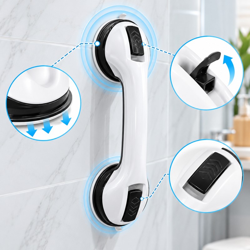 2-Pack Suction Cup Grab Bars for Bathroom & Glass Doors