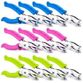 12 Pcs Metal Handheld Paper Punch 1/4 Inch Single Hole Punch with Grip Handles Single-Hole Tag Punchs Circle Shape Puncher Heavy Duty Hole Puncher for Craft Paper Greeting Greeting Cards Notebook