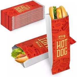 Outside the Box Papers Foil Printed Hot Dog Bags - Silver & Red - 8 count