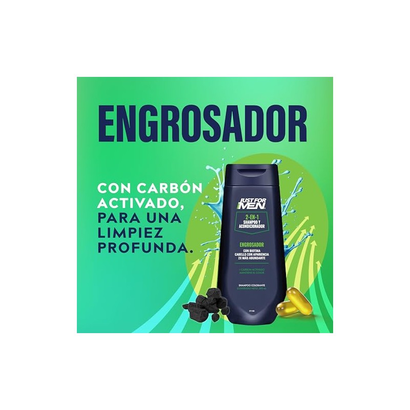 Just For Men Shampoo y Acondicionador 2 en 1 Engrosador