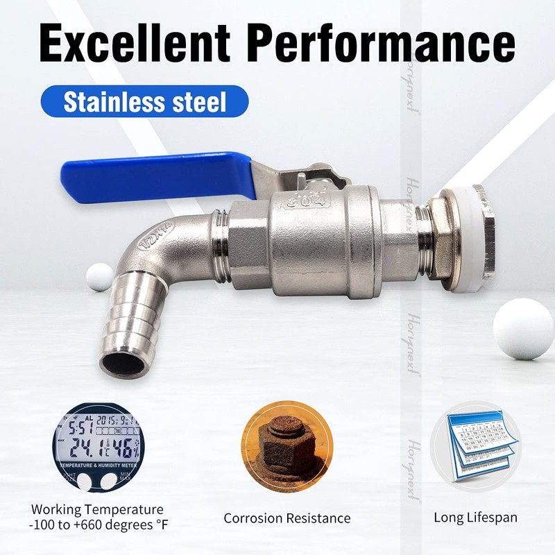 Horiznext 3/4" O.D. thread to 1/2 inch elbow barb stainless