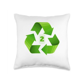 2nd Birthday Recycle Number - Eco Earth Sustainability Party Throw Pillow