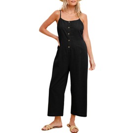 HOTIAN Womens Linen Cotton Overalls Straps Jumpsuits Casual Loose Jumpers 2025 Baggy Rompers