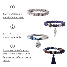 KALVICA Boho Multilayer Bead Bracelets for Women Men Stretch Stackable Bracelet Set Multilayer Bracelet Colourful Beads for Women Stress Relief, Mixed Material