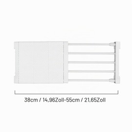 Expandable Wardrobe Shelves, 24 cm Wide Adjustable Extendable Cabinet Shelf, Nail-Free Telescopic Shelf Divider for Wardrobe, Cabinet, Kitchen, Bathroom, Bookcase, Length 38-55 cm