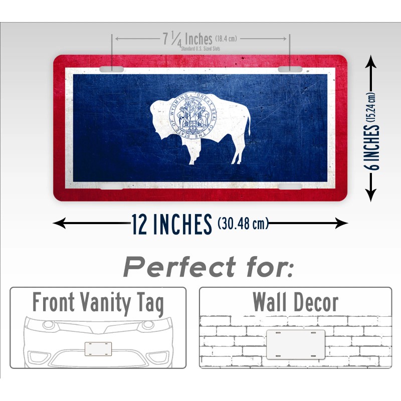 SignsAndTagsOnline Wyoming Weathered Metal Flag License Plate Antique WY State