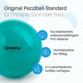 PEZZI - Original Pezziball Standard Gymnastics Ball 42-75 cm Diameter - Sitting Ball for Therapy, Sports & Office - Universal Training Ball Made of Robust PVC Maximum Load 400 kg