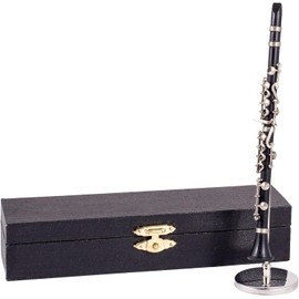 Broadway Gifts 6.2" Black Bakelite Clarinet Miniature Decoration with Stand and Case