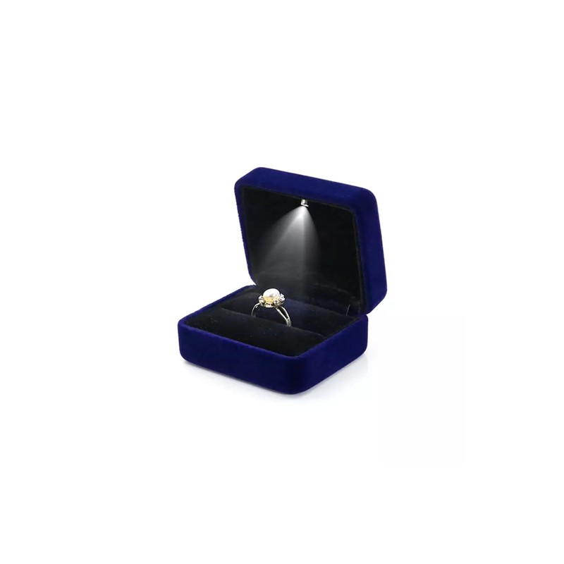 DELALO® Ring Box with LED Light, Velvet Ring Box with