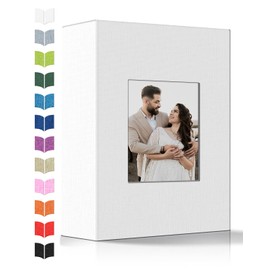 Photo Album 4x6 with 100 Pockets,Slip-in Picture Albums,Linen Cover Memory Book with Front Window,White Page Vertical Photo Book for Wedding,Family,Anniversare,Baby,Vacation