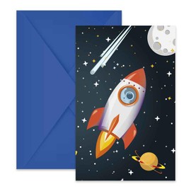 Procos - Invitations with Envelopes Rocket Astronave Rocket Space Party FSC Paper Pack of 6 PR93741