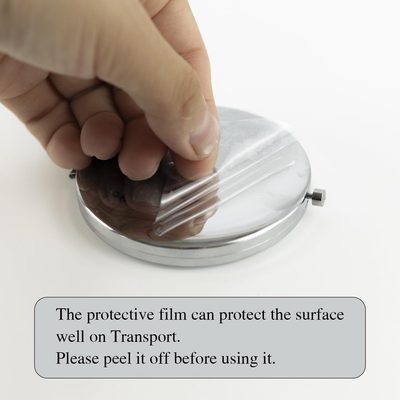 Yucenora Silver Compact Mirror for Purse, Double-Sided 1X/2X Magnifying, Portable
