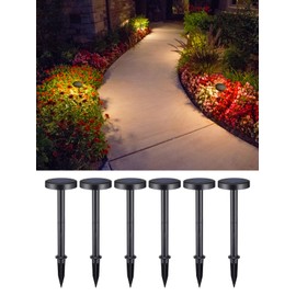 LEONLITE 2CCT Solar Powered Path Lights, 50/100% Dimmable, Auto Dusk to Dawn Landscape Pathway Lights for Sidewalk, Driveway, Garden, 2700K Soft White /4000K Cool White, IP65, 120lm, Black, Pack of 6