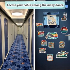 90shine 11PCS Cruise Door Decorations Vintage Retro Magnets Funny Magnetic Ship Cabin Decor for Family Summer Tropical Carnival, with Erasable Whiteboard Markers