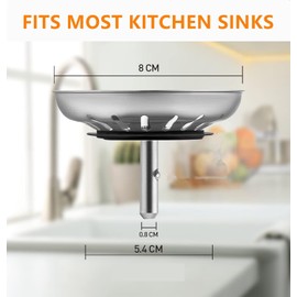 1 Pcs Kitchen Sink Drain Stopper Stainless Steel Sink Strainer Plug Universal 80mm Sink Drain Basket Anti-Clogging Waste Catcher with Handle Replacement for Round Centre Hole Kitchen Drain
