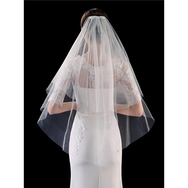 JWICOS Velo de novia de 2 niveles, velo de tul