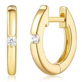 Hoop Earrings 14K Gold Hoop Earrings for Women Diamond Huggie Hoops Earring Ultimate Charm Gold Earring 12.7 * 1.7MM
