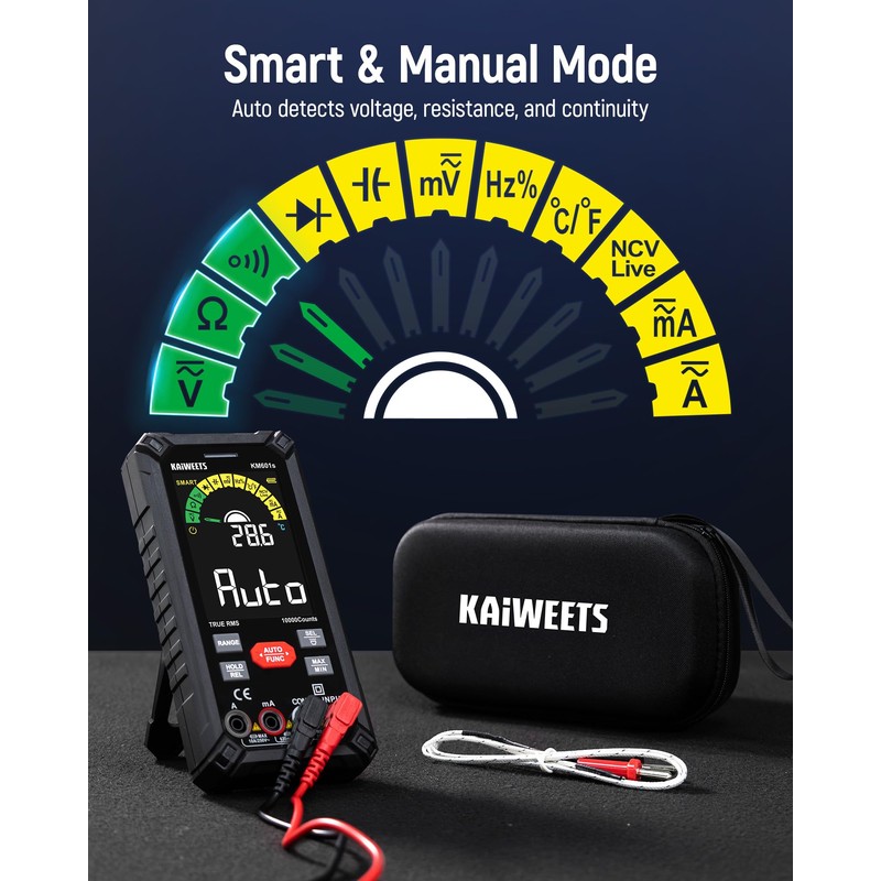 KAIWEETS Digital Multimeter 10000 Counts TRMS Auto Ranging, Rechargeable Smart