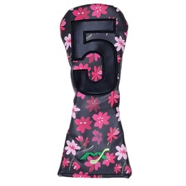 GOALFPRO Golf Club Head Covers, Cherry Blossom Golf Club Headcovers Fake PU Leather Sakura Golf Club Head Cover for Driver, Fairway, Hybrid