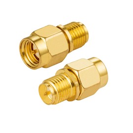 Vecys Pack of 2 WiFi Adapter SMA Male to RP-SMA Female Straight Adapter (with Pin) RF Coaxial Coaxial Straight Adapter Gold-Plated for 2G 3G 4G WiFi Antenna Router