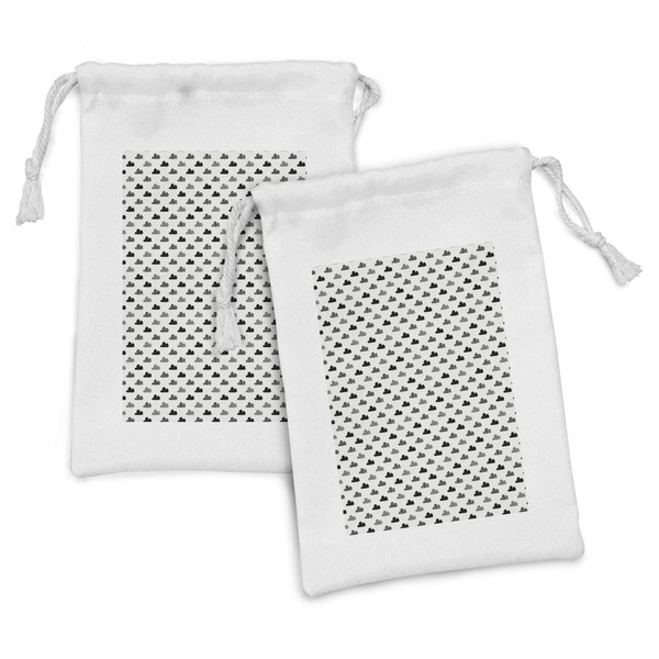 Ambesonne Clouds Fabric Pouch Set of 2, Abstract Repetitive Sky