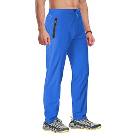 BIYLACLESEN Mens Athletic Pants for Mens Jogger Pants with Zipper Pockets Men Sweatpants Track Travel Pants Workout Jogging Pants Royal Blue 38