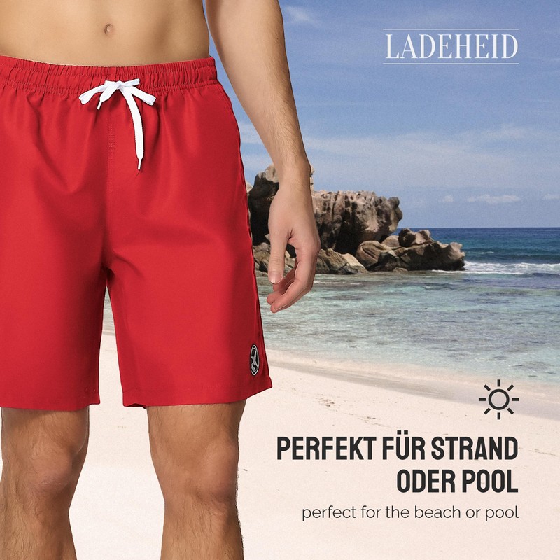 Ladeheid LA40-129 men's swimming trunks, beach shorts - red, size: