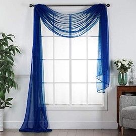 Decotex Sheer Voile Transparent Window or Event Decor Scarf Valance - Various Sizes & Colors (54" W x 216" L, Royal Blue)