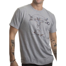 Ann Arbor T-shirt Co. Vitruvian Chef | Funny Cook Restaurant Kitchen Worker Food Cooking Humor (Adult,3XL) Heather Grey