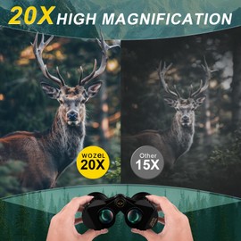 20x70 Binoculars for Adults High Powered - WOZEL HD Bird Binoculars with Clear Low Light Vision - Powerful Binocular for Bird Watching Hunting Travel Outdoor Hiking - Christmas Birthday Gifts for Men